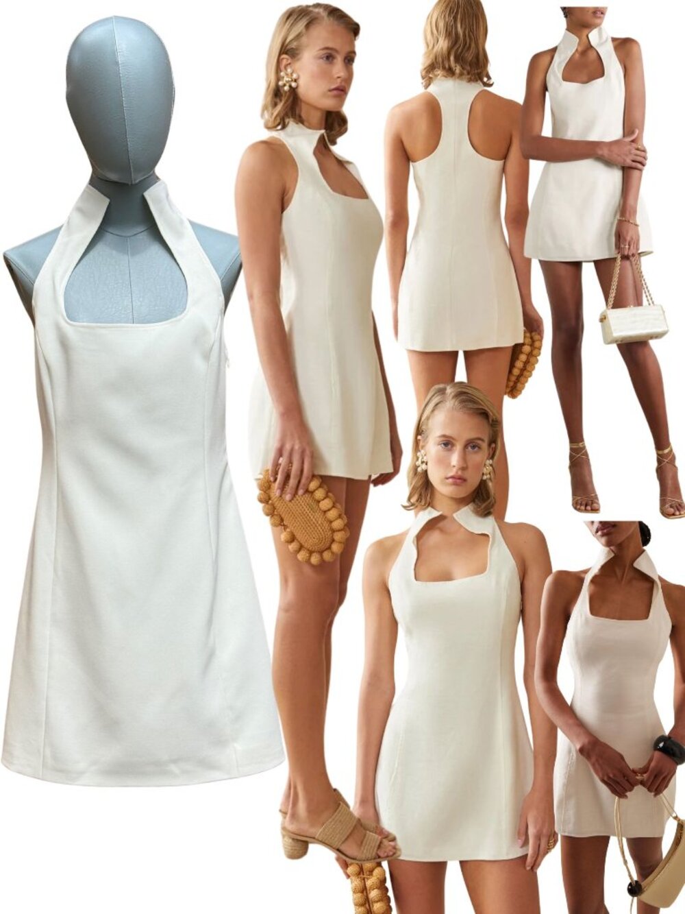 🆕 CULT GAIA 🧿 NWOT Akaia White Linen-Blend Mini Dress, Sz US 12